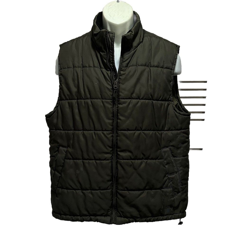 Norditrack Men's Size Puffer Down Vest Olive Green Zip Up Size Medium Pockets‎